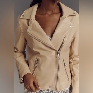 Anthropologie Saige Faux Leather Moto Jacket — Sable Beige — XL — NWT